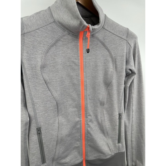 Lululemon Jacket‎ Gray Orange Long Sleeve Active Size 6 Women's Gym Pockets Logo - Picture 5 of 7